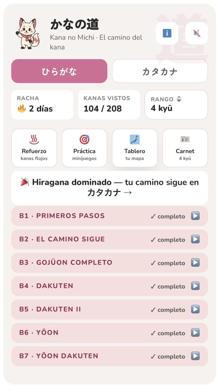Zona de aprendizaje de hiragana y katakana