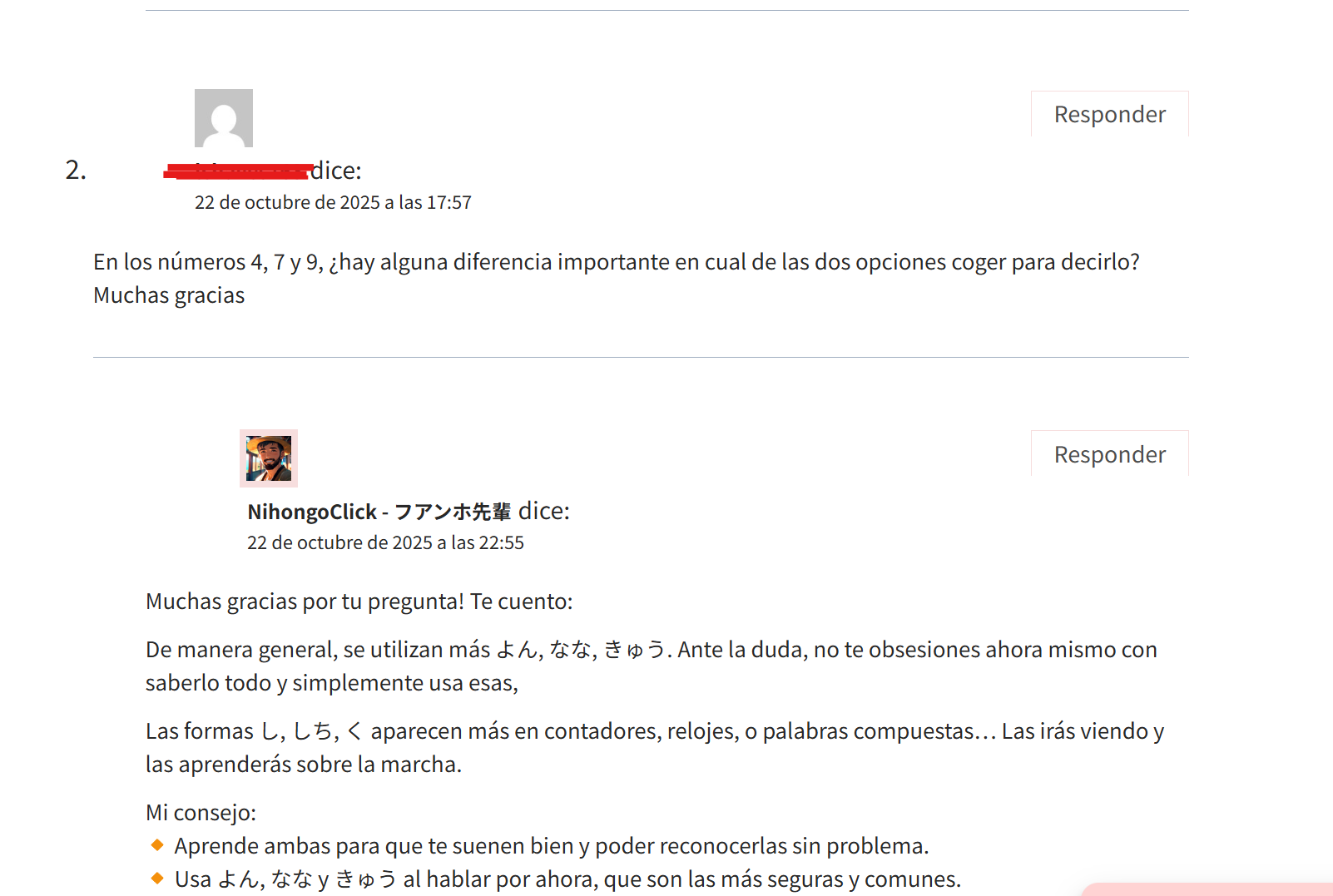 Dudas en horas